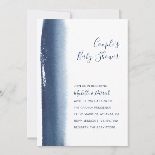 Paar Baby shower Waterverf Kaart (Voorkant)
