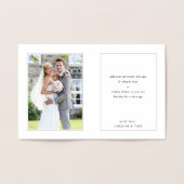 PAAR BEDANKT pasgetrouwde foto modern minimal scri Folie Kaarten (Binnen)