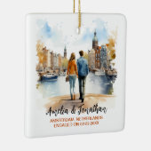 Paar bij Amsterdam Nederland Waterverf Reizen Keramisch Ornament (Rechts)