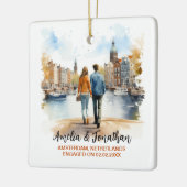 Paar bij Amsterdam Nederland Waterverf Reizen Keramisch Ornament (Links)
