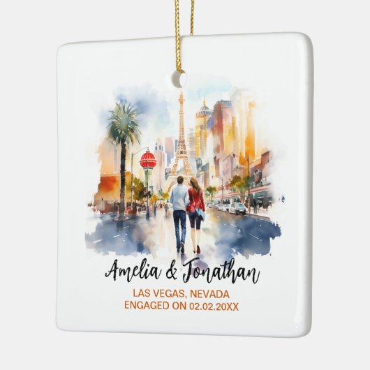Paar bij Las Vegas Nevada Waterverf Travel Keramisch Ornament (Links)