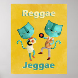 Paar blauw Reggae Cats Poster
