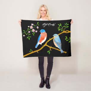 Paar Bluebirds Zwart Fleece Deken