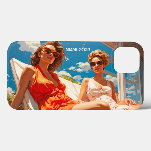 Paar dames op een Miami zonnedek Case-Mate iPhone Case (Achterkant (horizontaal))