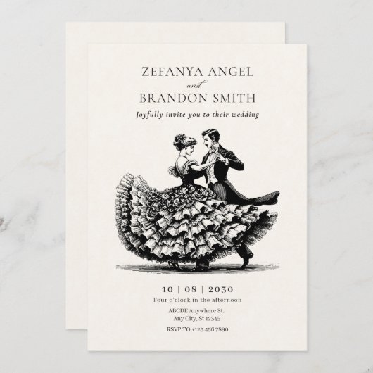  paar dansen bruiloft kaart (Voorkant / Achterkant)