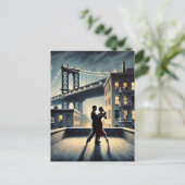 Paar dansen met Brooklyn Bridge Briefkaart (Staand voorkant)