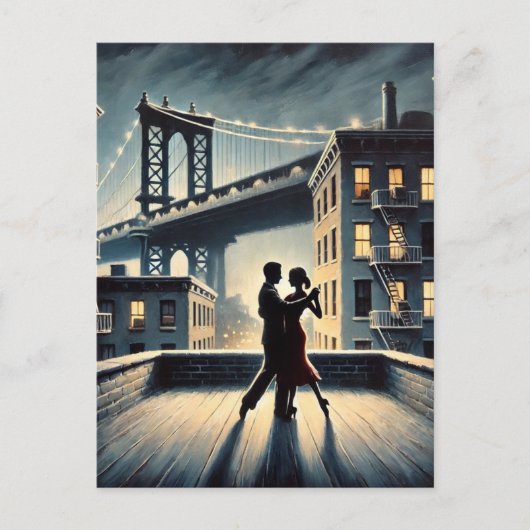 Paar dansen met Brooklyn Bridge Briefkaart (Voorkant)