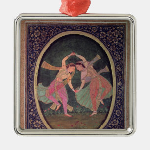 Paar dansende meisjes die een Kathak uitvoeren Metalen Ornament