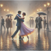 Paar danst in de regen sticker (Voorkant)