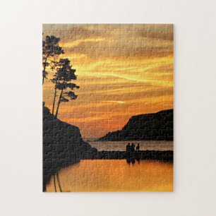 Paar & Dog Beach Sunset on California Coast Legpuzzel