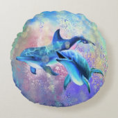 Paar Dolfijn Ronde Kussen (Voorkant)