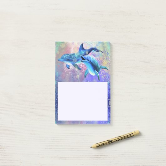 Paar Dolfijnen Sticky Notes (Op bureau)