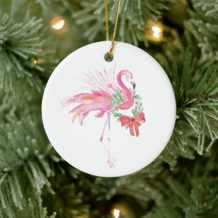 Paar Eerste Kerstmis Ornament Roze flamingo