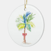 Paar eerste kerstsierpalmboom keramisch ornament (Links)