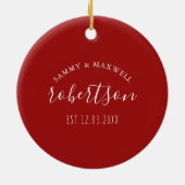 Paar eerste kerstsierpalmboom keramisch ornament (Achterkant)