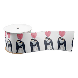 Paar Emperor Penguin Heart Valentijnsdag Lint