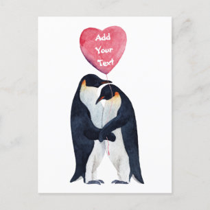 Paar Emperor Penguins Heart gepersonaliseerd Briefkaart