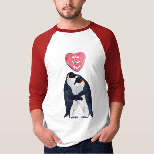 Paar Emperor Penguins Heart gepersonaliseerd T-shirt