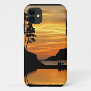 Paar- en Dog-Oranje strand Sunset California Coast iPhone 11 Hoesje