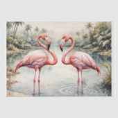 Paar Flamingo in Waterverf Decoupage Tissuepapier (Voorkant)