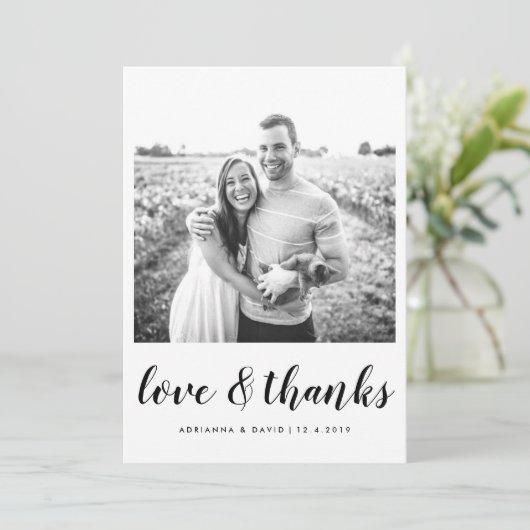 Paar foto bruiloft liefde en Bedankt script (Staand voorkant)