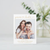 Paar Foto Gold Save the Date Notice (Staand voorkant)