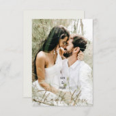 Paar foto & namen bruiloft crème blanco dank u bedankkaart (Voorkant / Achterkant)