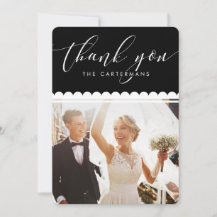 PAAR FOTO schattig elegante scallop zwart wit Feestdagenkaart