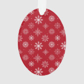 Paar Foto voorzijde | Snowflakes Rood ovaal Ornament (achterkant)