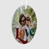 Paar fotoliefdesscript gepersonaliseerd ornament (voorkant)