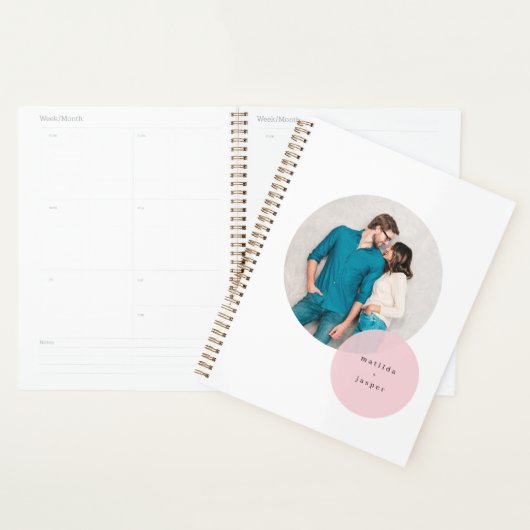 Paar Fotoroze Cirkel Modern minimalistisch wit Planner (Display)
