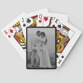 Paar foto's Initialen eerste kerstfeest Pokerkaarten