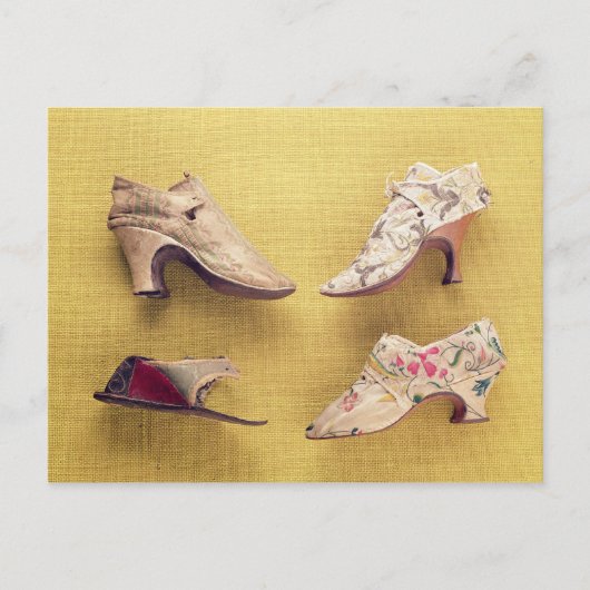 Paar geborduurde schoenen, c.1714 briefkaart (Voorkant)