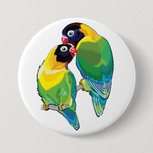 paar gemaskerde vogels ronde button 7,6 cm