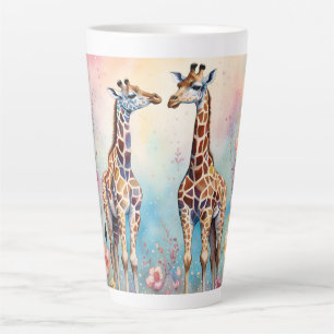 Paar Giraffes in liefde in een pasteltuin Latte Mok