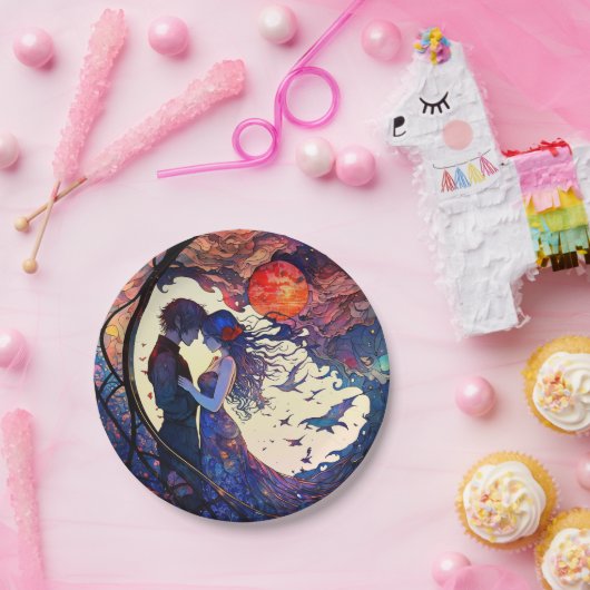 Paar Glas in lood Papieren Borden Papieren Bordje (Feest)