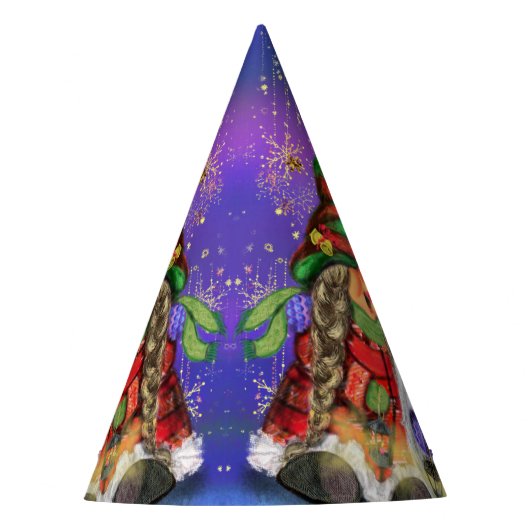 Paar Gnomes die vrolijk kerstlied zingen - Fun Feesthoedjes (Voorkant)