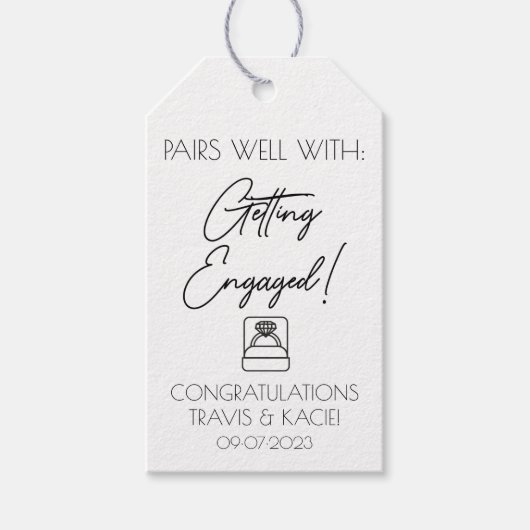 Paar goed bij: Verloving minimalistisch ringontwer Cadeaulabel (Voorkant)