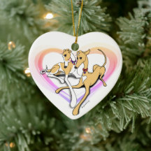 Paar Greyhound Dogs Art Keramisch Ornament