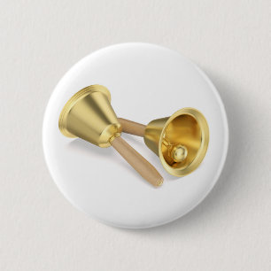 Paar handbellen met houten handgrepen ronde button 5,7 cm
