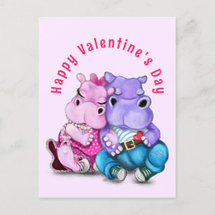 Paar Hippo Liefde Grappige Valentijnsdag Kaart