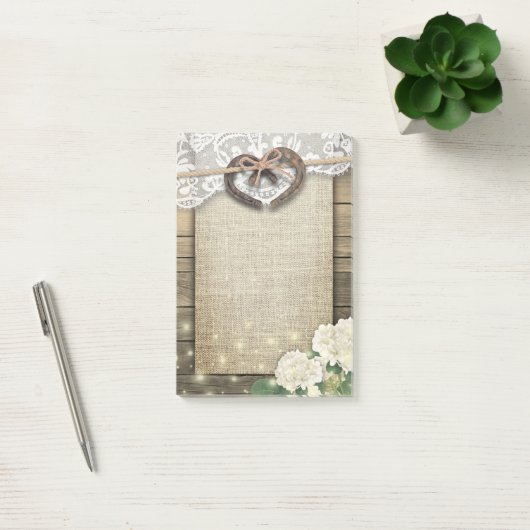 Paar Hoefijzer Hart Lace Hydrangea Wood Weddenscha Post-it® Notes (Kantoor)