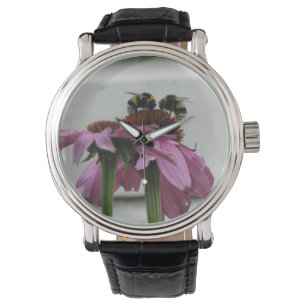 Paar hommels op coneflower horloge