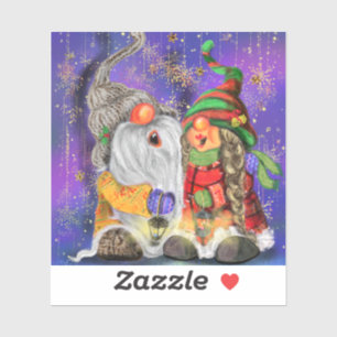 Paar Hugged Gnomen die vrolijk kerstlied zingen Sticker