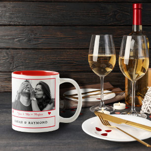 Paar in Liefde Ik Personaliseerde 2 Foto's I Red I Tweekleurige Koffiemok