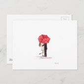 Paar in liefde onder rode paraplu briefkaart (Voorkant / Achterkant)