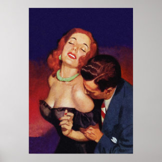 Paar in Love Retro Pulp Hoesje Art Poster