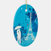 Paar in Parijs met Eiffle Tower Keramisch Ornament (Rechts)