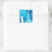 Paar in Parijs met Eiffle Tower Vierkante Sticker (Tas)