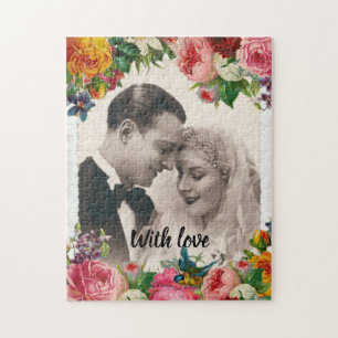 paar in Rozen met liefdesweddenschappen Legpuzzel